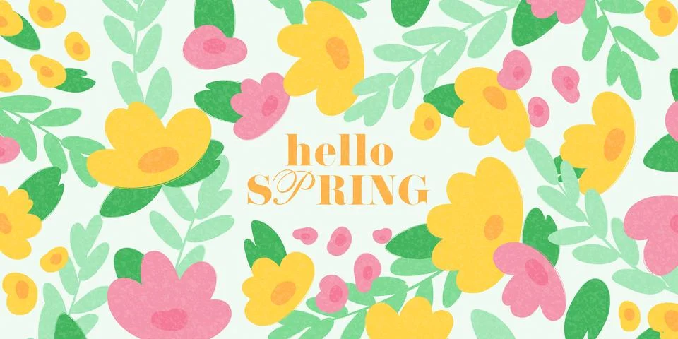 Hello Spring vector banner Stock Illustration