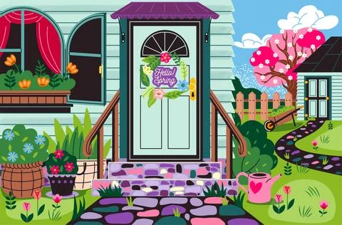 Hello Spring vector poster Stock Illustration