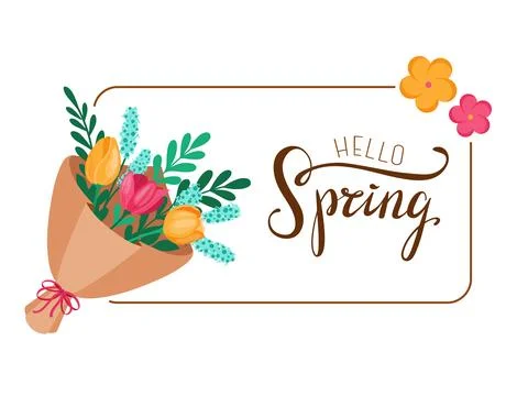 Hello Spring. A Vibrant and Beautiful Floral Composition イラスト素材