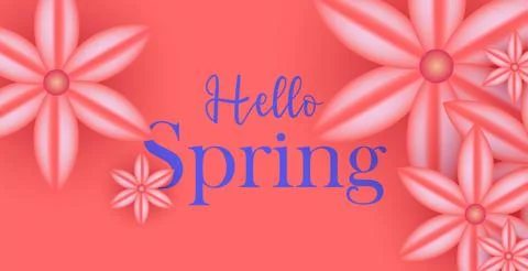 Hello spring web banner greeting card. Spring season background. Spring holiday Stock Illustration