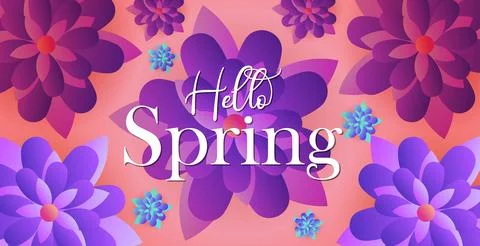 Hello spring web banner greeting card. Spring season background. Spring holiday Stock Illustration