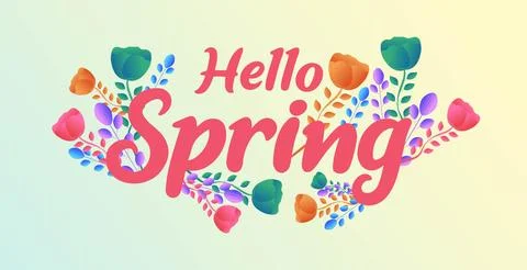 Hello spring web banner greeting card. Spring season background. Spring holiday Stock Illustration