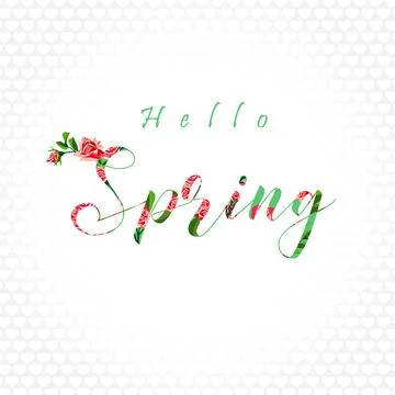 Hello spring white bg Ilustração Stock