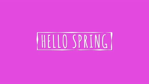 Hello Spring in white frame on pink gradient Stockbeeldmateriaal 232838075
