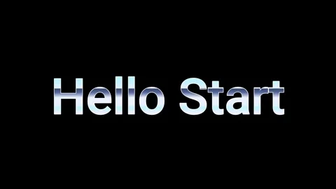 Hello Start text animation. Metallic 3D typography greeting on black background. Stock Footage 340597480