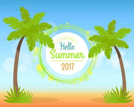Hello Summer 2017 Poster with Place for Text Ilustração Stock
