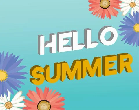 Hello summer in 3d background Stock Illustration