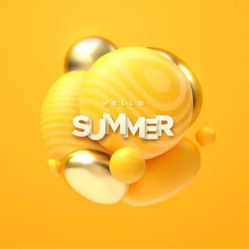 Hello Summer. Abstract background with dynamic 3d spheres Stock Illustration