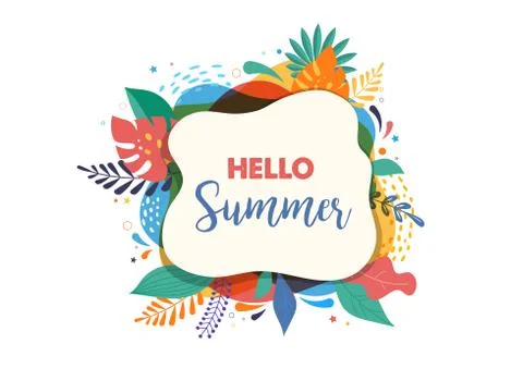 Hello summer abstract background, summer sale banner, poster design. Vector Stock Illustration