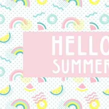 Hello summer abstract card. Summer funny wallpaper and background. Fashionable Stock Illustration