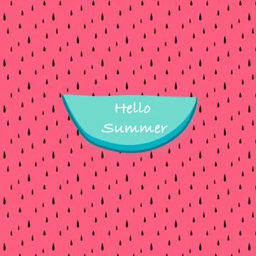 Hello Summer With Abstract Watermelon Pattern Background. Illustrazione stock