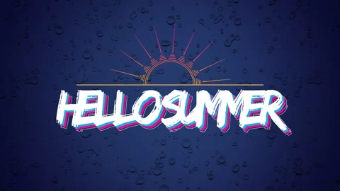 Hello Summer and sun rays with drop water Stockbeeldmateriaal 196850035