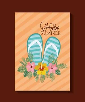 Hello summer and vacation frame design Illustrazione stock