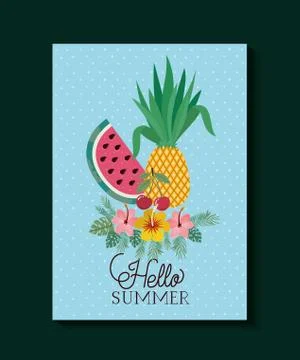 Hello summer and vacation frame design Illustrazione stock