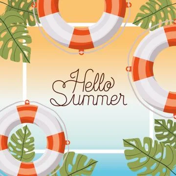Hello summer and vacation frame design Illustrazione stock