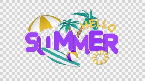 Hello Summer animated title on alpha Stock Footage 308483041