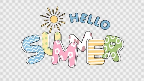 Hello Summer animated title on a transparent alpha channel background Stock Footage 336449943