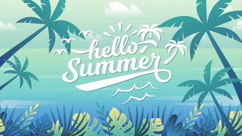 Hello Summer animation background, summer time, tropical background 動画素材 211274386