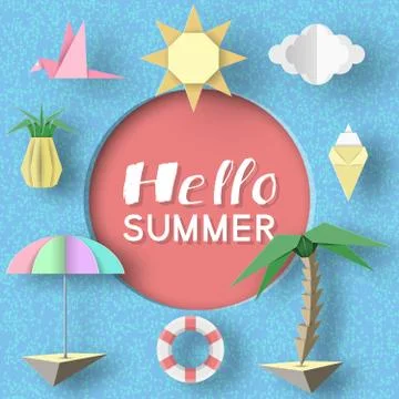 Hello Summer Art Background. Stock Illustration