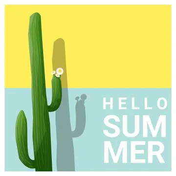 Hello summer background with cactus Stock Illustration