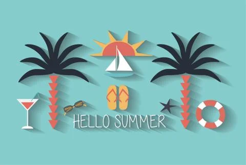 Hello summer background Ilustración de archivo