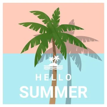 Hello summer background with palm tree Stock Illustration