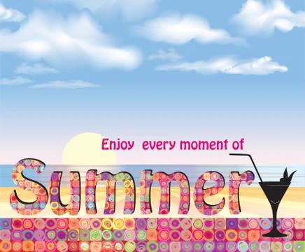 Hello summer background. Summer holidays cover with sun and ray beams. Hell.. Ilustração Stock