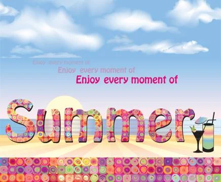 Hello summer background. Summer holidays cover with sun and ray beams. Hell.. イラスト素材