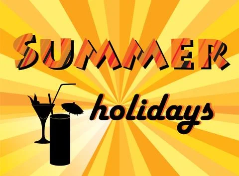 Hello summer background. Summer holidays cover with sun and ray beams. Hell.. Ilustração Stock