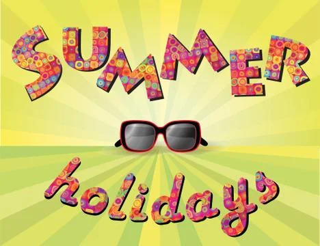 Hello summer background. Summer holidays cover with sun and ray beams. Hell.. Ilustração Stock