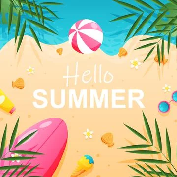Hello summer background. Summer time. Stock Illustration
