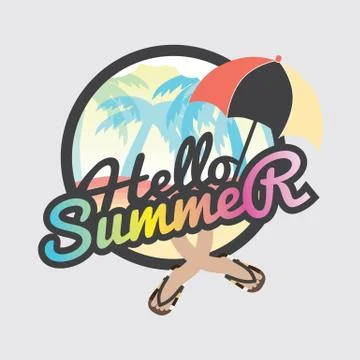 Hello Summer Badge Design Vector Illustration Illustrazione stock