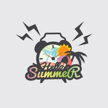 Hello Summer Badge Design Vector Illustration Stock Illustration
