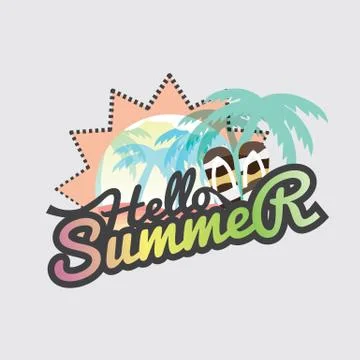 Hello Summer Badge Design Vector Illustration Stock Illustration