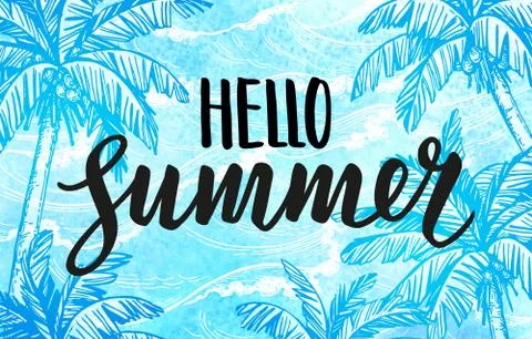 Hello summer banner template Illustrazione stock
