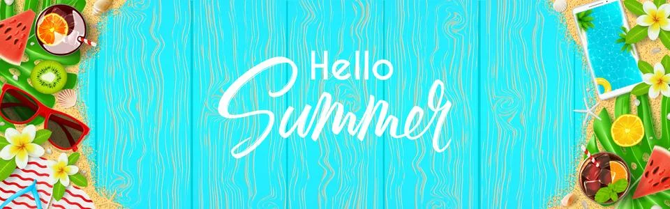 Hello Summer banner template Stock Illustration