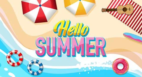 Hello summer banner template Stock Illustration