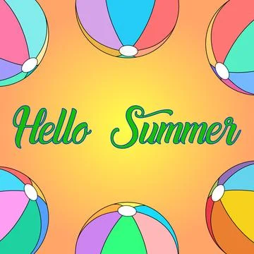 Hello Summer Beach Ball Vector Art イラスト素材