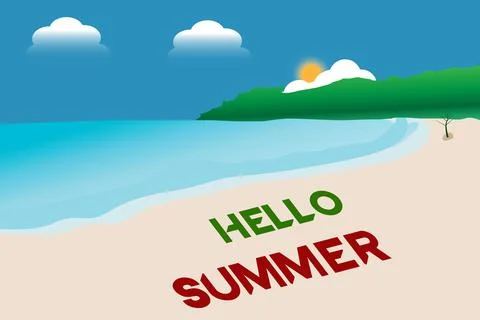 Hello summer beach blue sky abstract background Stock Illustration