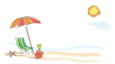 Hello summer on the beach, childish drawing handmade. Animated illustration.. Stock Footage 239321151