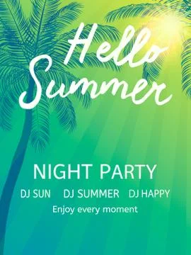 Hello Summer Beach Party Flyer. Stock Illustration