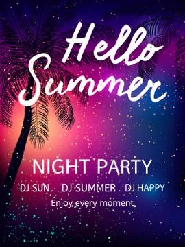 Hello Summer Beach Party Flyer. Stock Illustration