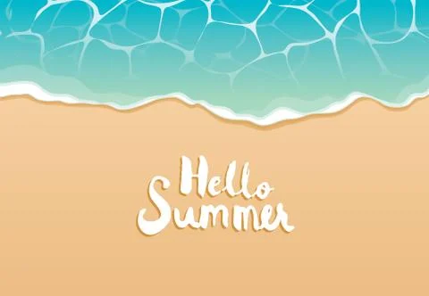 Hello summer beach top view travel and vacation background. Use for banner te Stock Illustration