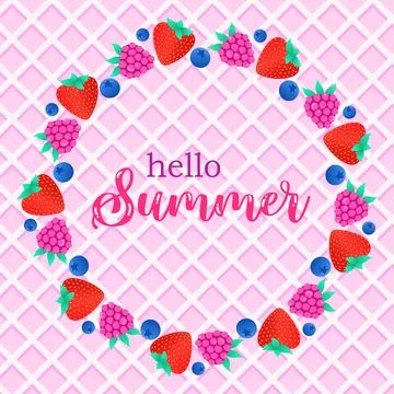 Hello summer berries Stock Illustration