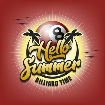 Hello summer. Billiard time Stock Illustration