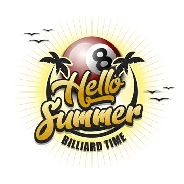 Hello summer. Billiard time Stock Illustration
