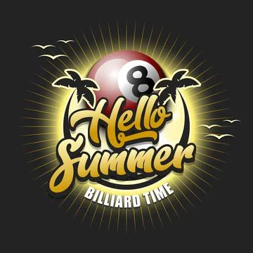 Hello summer. Billiard time 스톡 일러스트