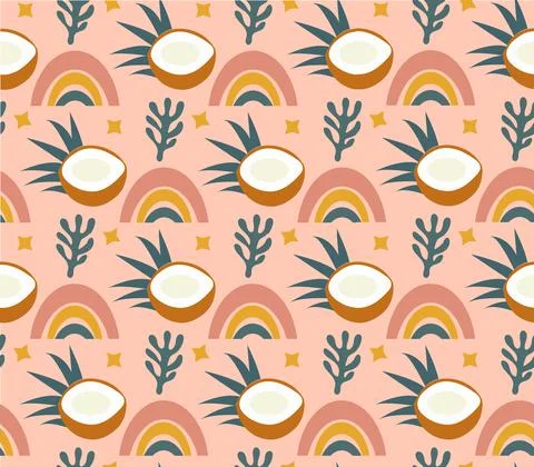 Hello summer boho abstract creative contemporary aesthetic pattern. Vector Stock Illustration