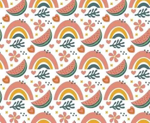 Hello summer boho abstract creative contemporary aesthetic pattern. Vector Illustrazione stock