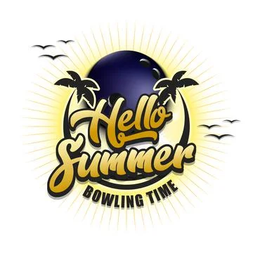 Hello summer. Bowling time 스톡 일러스트